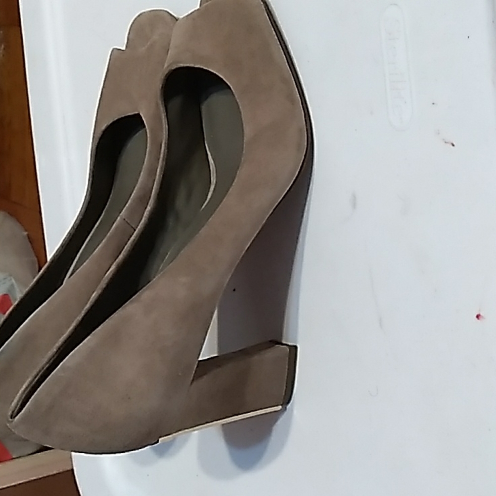 Suede heels open toe Never worn